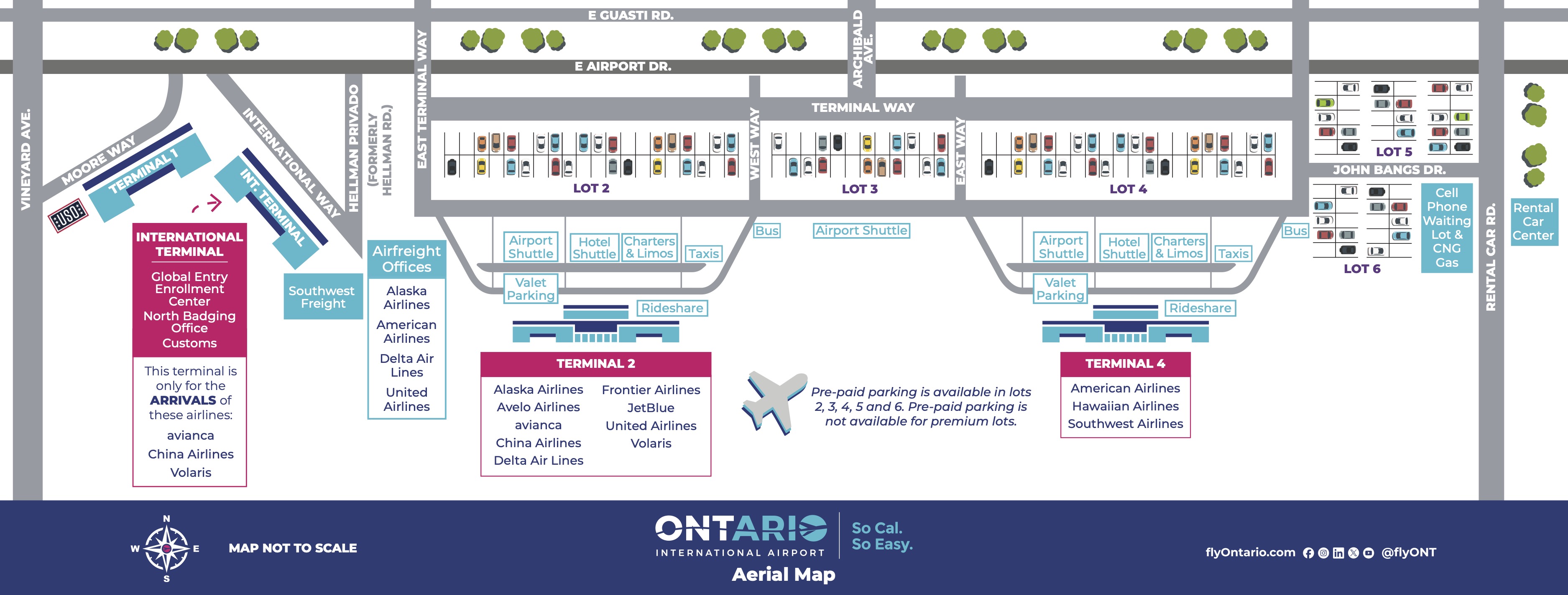 Map of terminals 2 and 4 with parking 