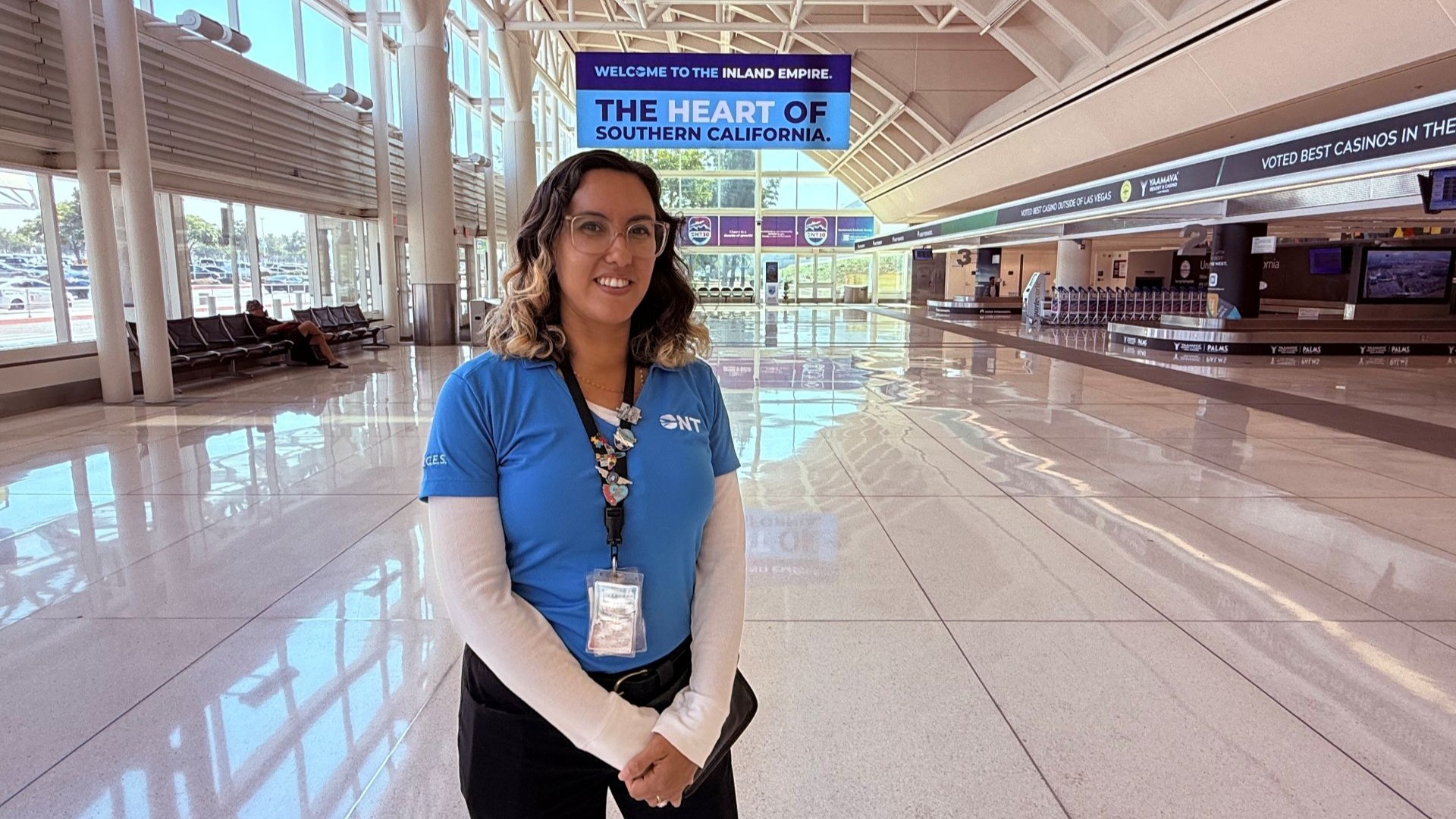 ONT Oaces member in baggage claim terminal 2