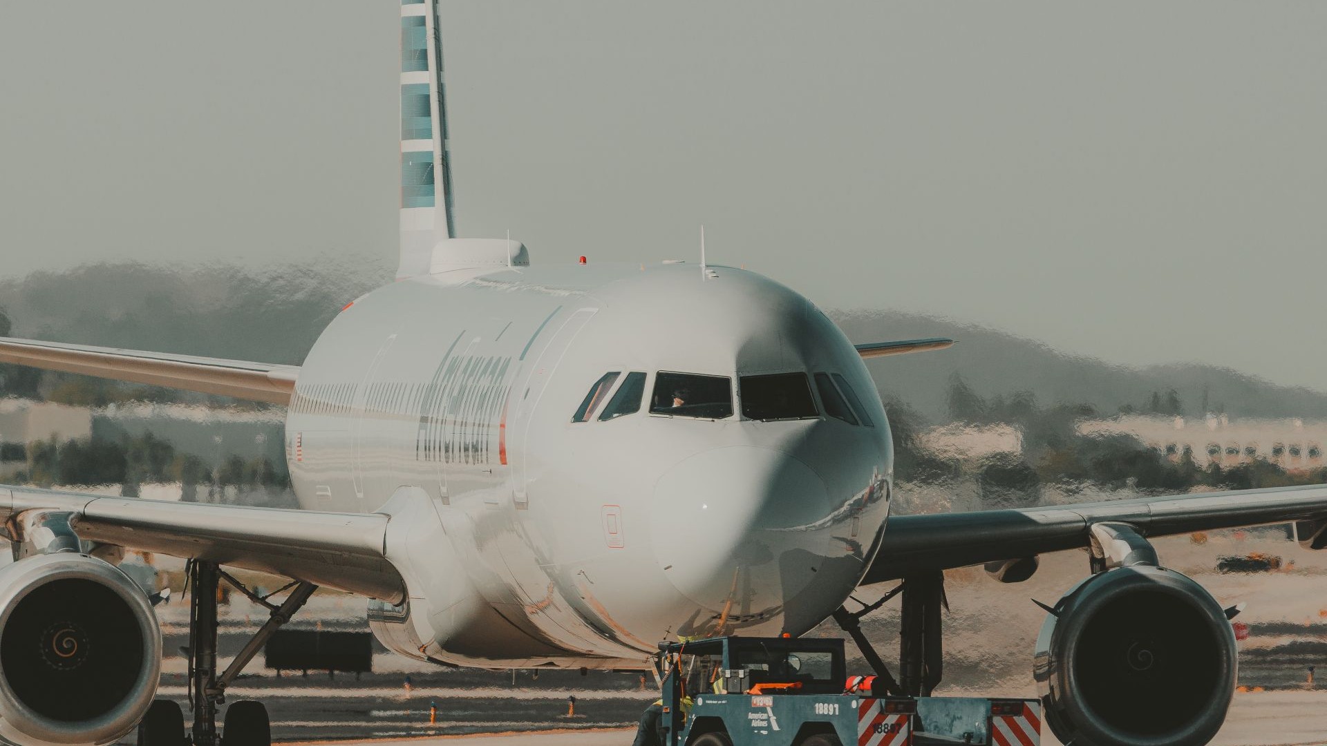 view of pilot inside plane after landing
