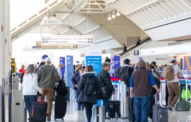 busy Ontario International Airpot checkin 