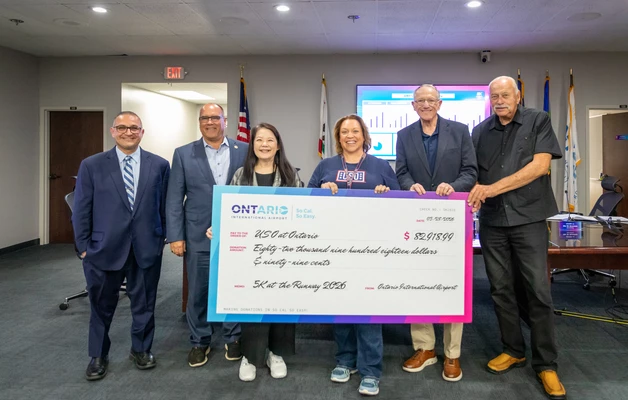 Officials with the Ontario International Airport Authority (OIAA) on Thursday presented a check for $82,918.99 to representatives of the USO
