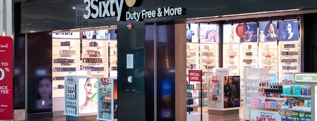 front of the duty free concession in then airport terminals 