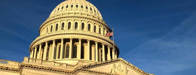 Sunlight hits the U.S. Capitol building.