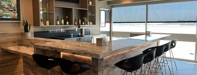 bar at a lounge in the terminals