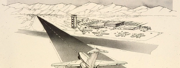 An illustrated ad shows a plane on a runway that says Ontario on it.